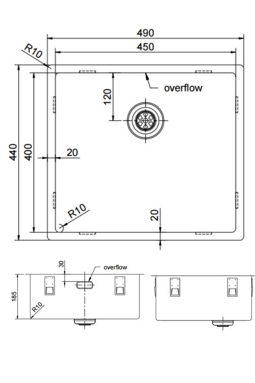 Pure.Sink Exclusivo Lavello dorato 45x40 cm raggio 10mm sottostruttura, installazione a filo e sopraelevata PEX4540-60 - Productafbeelding 7