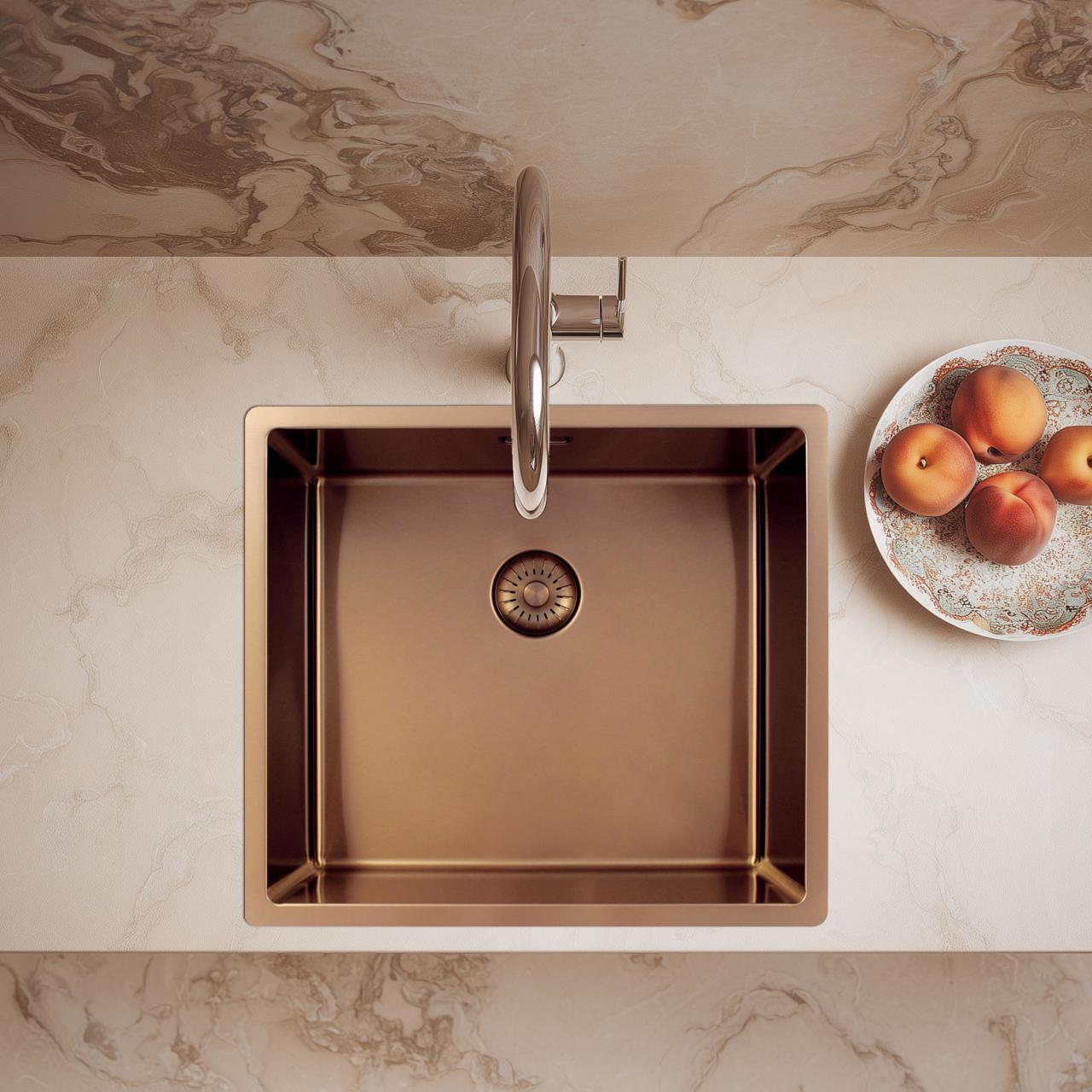 Pure.Sink Exclusivo Lavello in rame 45x40 cm raggio 10mm per sottotop, top piatto e sopraelevato PEX4540-62 - Productafbeelding 2