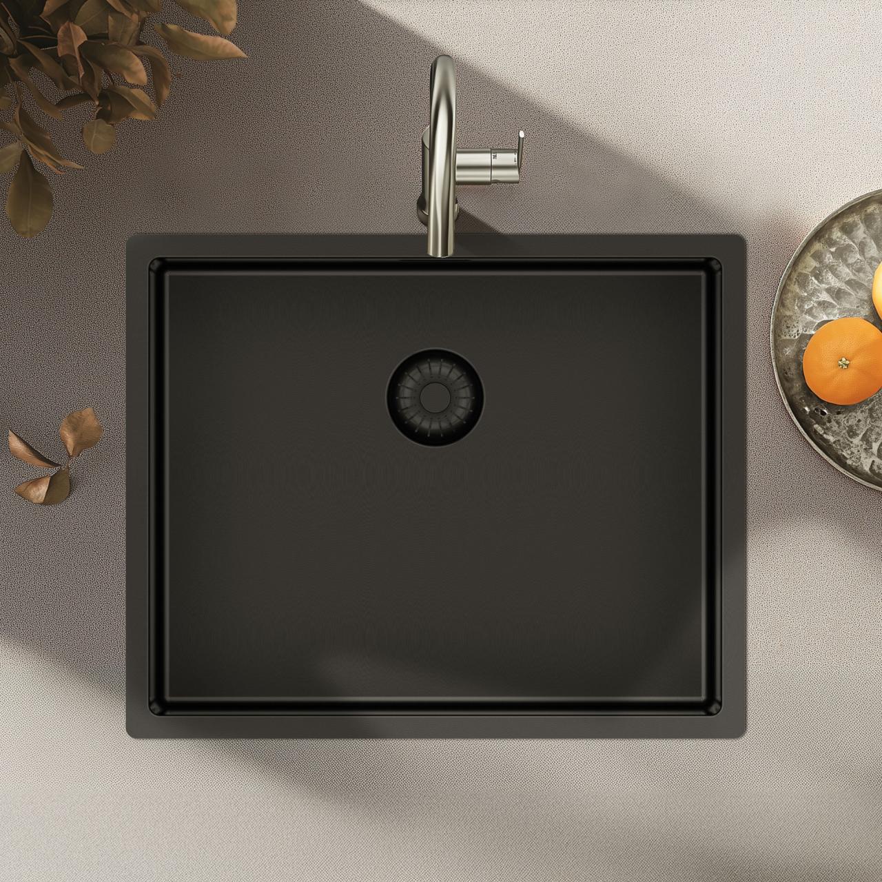 Pure.Sink Exclusivo Lavello in metallo color gun metal 50x40 cm raggio 10mm sottotop, filotop e sopratop PEX5040-61 - Productafbeelding 9