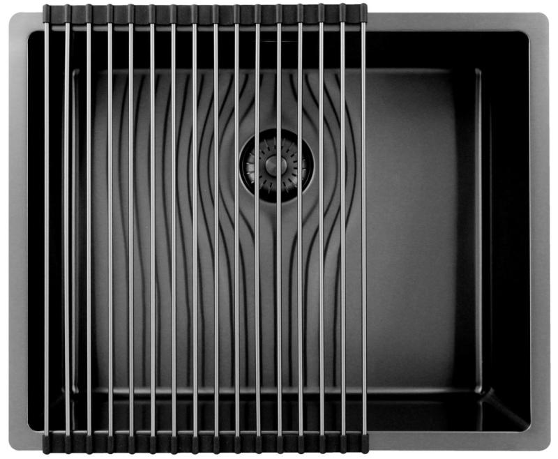 Pure.Sink Exclusivo Lavello in metallo color gun metal 50x40 cm raggio 10mm sottotop, filotop e sopratop PEX5040-61