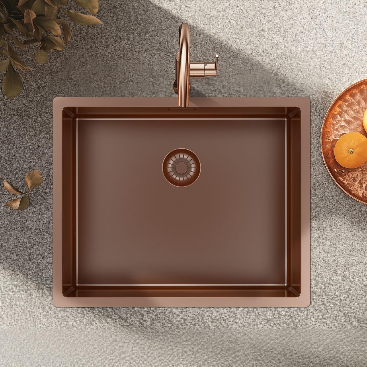 Pure.Sink Exclusivo Lavello in rame 50x40 cm raggio 10mm sottotop, filotop e sopratop PEX5040-62 - Productafbeelding 9
