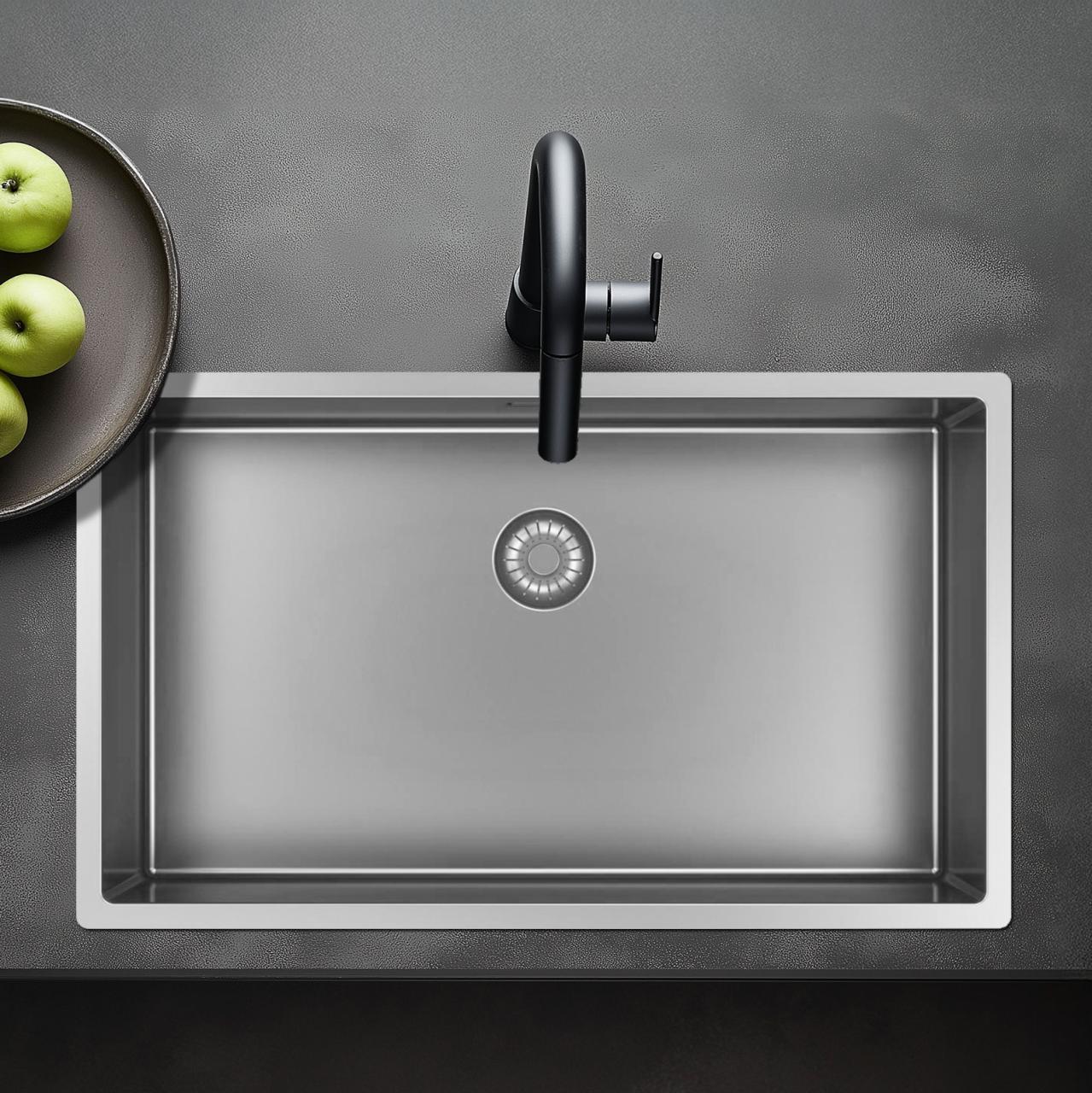 Pure.Sink Exclusivo grande lavello in acciaio inossidabile 70x40 cm raggio 10mm sottotop, top liscio e sopratop PEX7040-02 - Productafbeelding 4