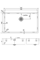 Pure.Sink Exclusivo grande lavello in acciaio inossidabile 70x40 cm raggio 10mm sottotop, top liscio e sopratop PEX7040-02