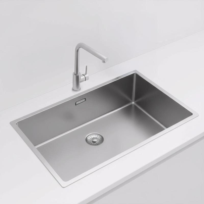 Pure.Sink Exclusivo grande lavello in acciaio inossidabile 70x40 cm raggio 10mm sottotop, top liscio e sopratop PEX7040-02