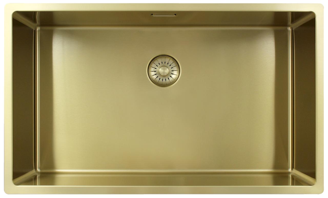 Pure.Sink Exclusivo grande lavello dorato 70x40 cm raggio 10mm sottotop, incasso piano e sopraelevato PEX7040-60 - Productafbeelding