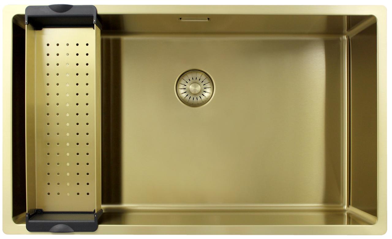 Pure.Sink Exclusivo grande lavello dorato 70x40 cm raggio 10mm sottotop, incasso piano e sopraelevato PEX7040-60 - Productafbeelding 3