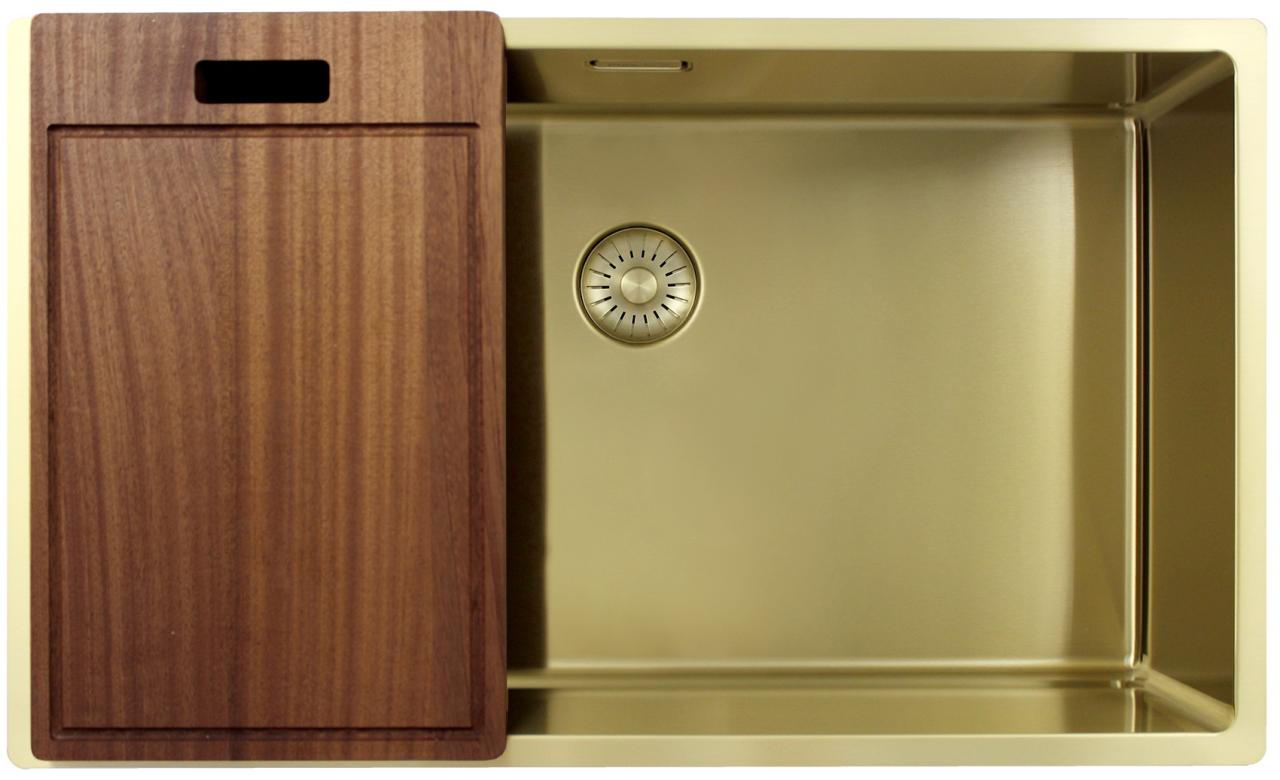 Pure.Sink Exclusivo grande lavello dorato 70x40 cm raggio 10mm sottotop, incasso piano e sopraelevato PEX7040-60 - Productafbeelding 4