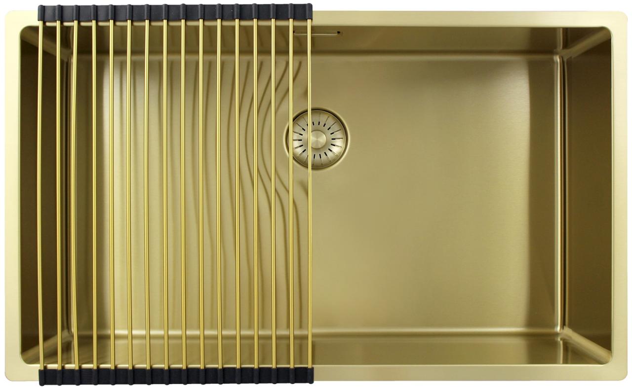 Pure.Sink Exclusivo grande lavello dorato 70x40 cm raggio 10mm sottotop, incasso piano e sopraelevato PEX7040-60 - Productafbeelding 5