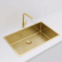Pure.Sink Exclusivo grande lavello dorato 70x40 cm raggio 10mm sottotop, incasso piano e sopraelevato PEX7040-60