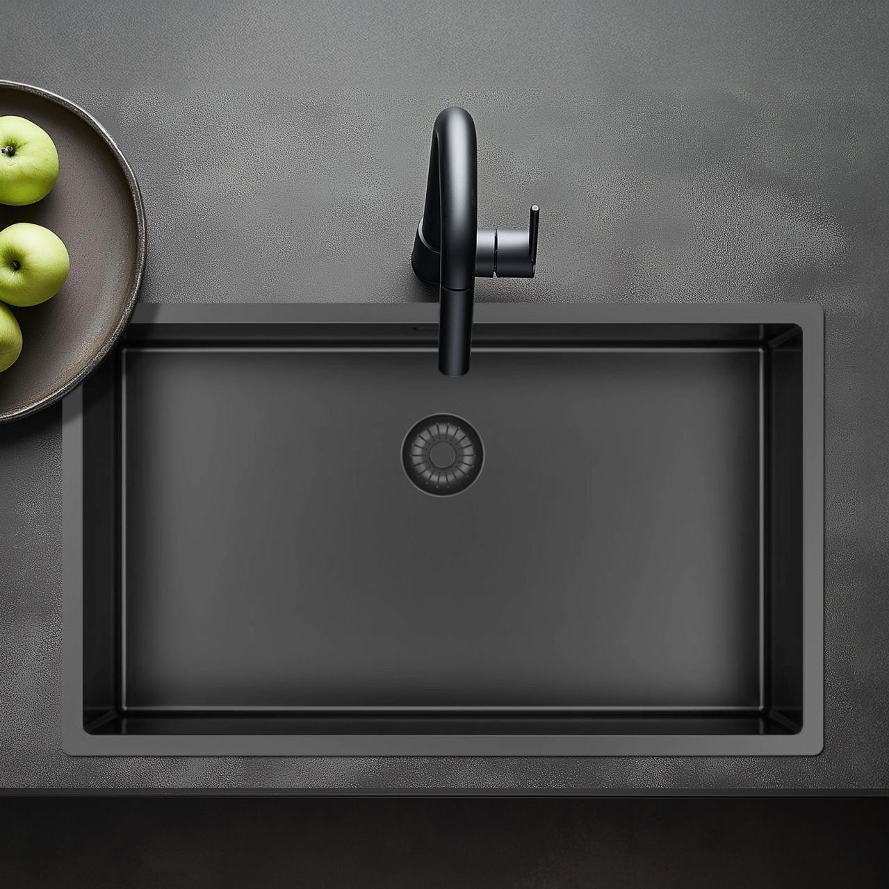 Pure.Sink Exclusivo grande lavello Gun Metal 70x40 cm raggio 10mm sottotop, incasso e sopratop PEX7040-61 - Productafbeelding 10