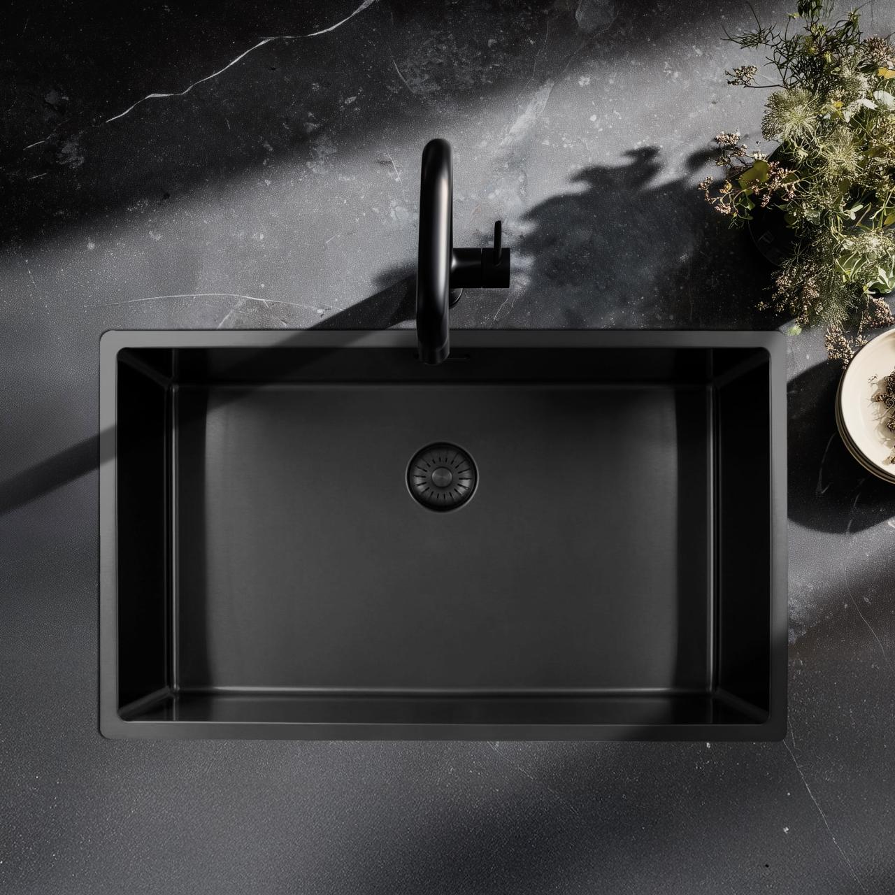 Pure.Sink Exclusivo grande lavello Gun Metal 70x40 cm raggio 10mm sottotop, incasso e sopratop PEX7040-61 - Productafbeelding 2