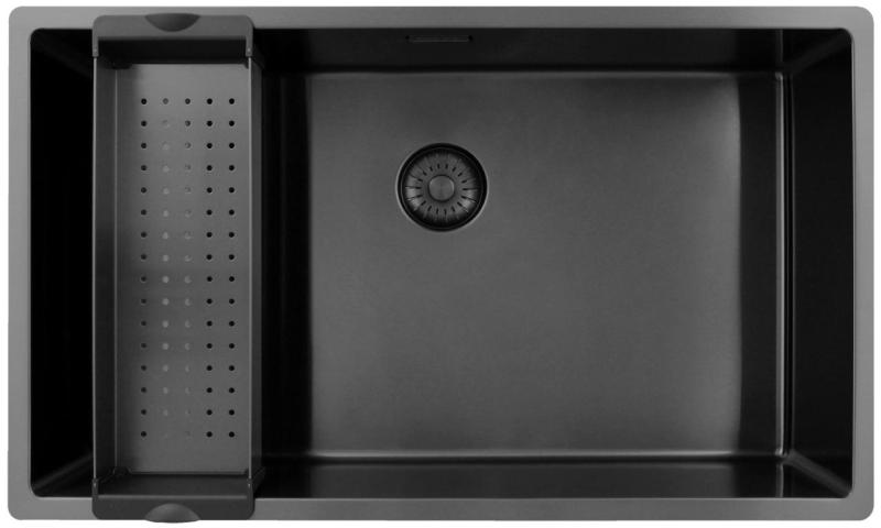 Pure.Sink Exclusivo grande lavello Gun Metal 70x40 cm raggio 10mm sottotop, incasso e sopratop PEX7040-61