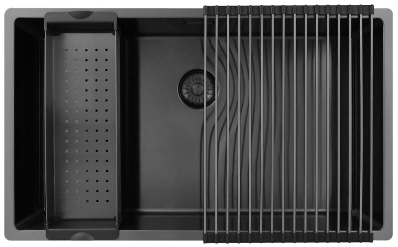 Pure.Sink Exclusivo grande lavello Gun Metal 70x40 cm raggio 10mm sottotop, incasso e sopratop PEX7040-61