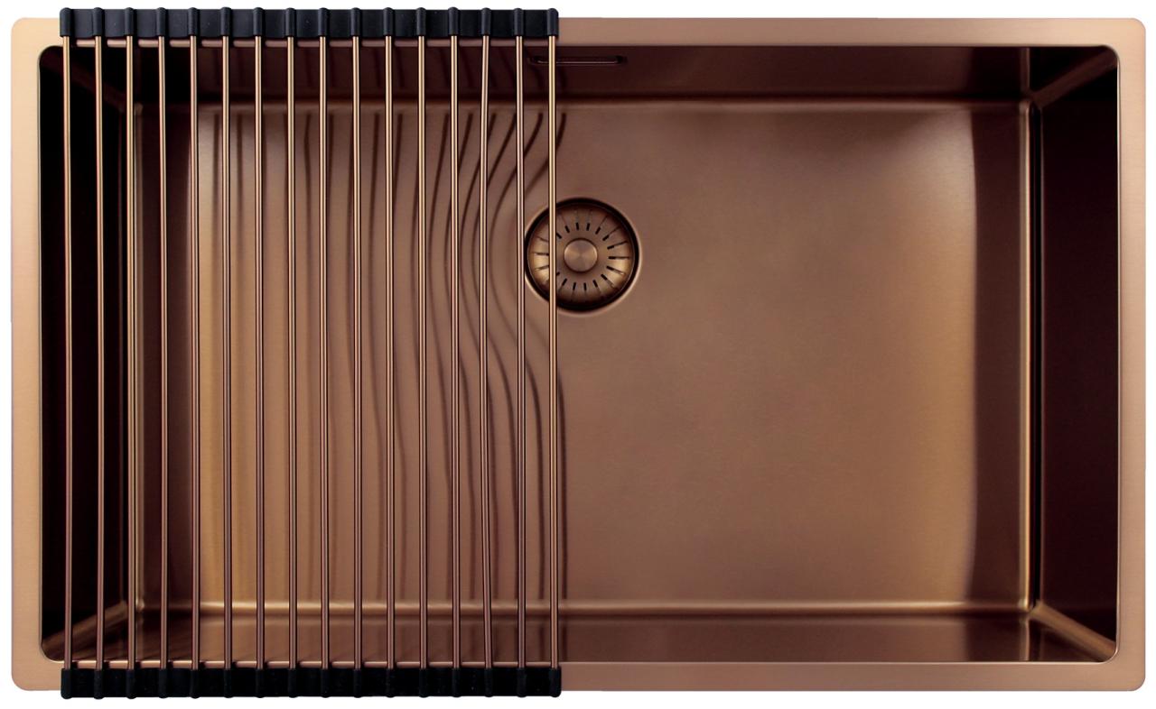 Pure.Sink Exclusivo grande lavello in rame 70x40 cm raggio 10mm da incasso, a filo e sopraelevato PEX7040-62 - Productafbeelding 4