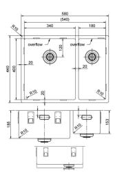 Pure.Sink Exclusivo RVS 1,5 lavabo e mezzo 34+18 cm raggio 10mm PEX341840-02