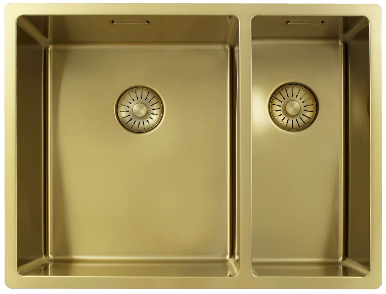 Pure.Sink Exclusivo Oro 1,5 lavabo doppio 34+18 cm raggio 10mm PEX341840-60 - Productafbeelding