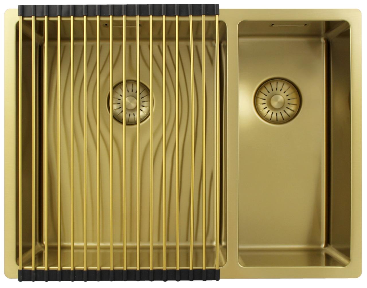 Pure.Sink Exclusivo Oro 1,5 lavabo doppio 34+18 cm raggio 10mm PEX341840-60 - Productafbeelding 4