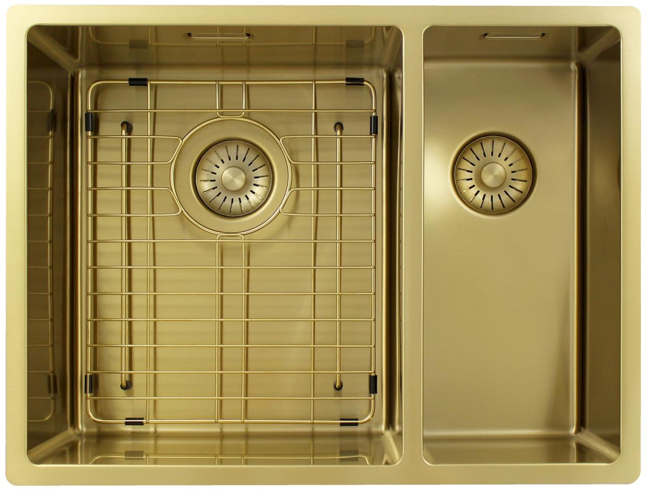 Pure.Sink Exclusivo Oro 1,5 lavabo doppio 34+18 cm raggio 10mm PEX341840-60 - Productafbeelding 5
