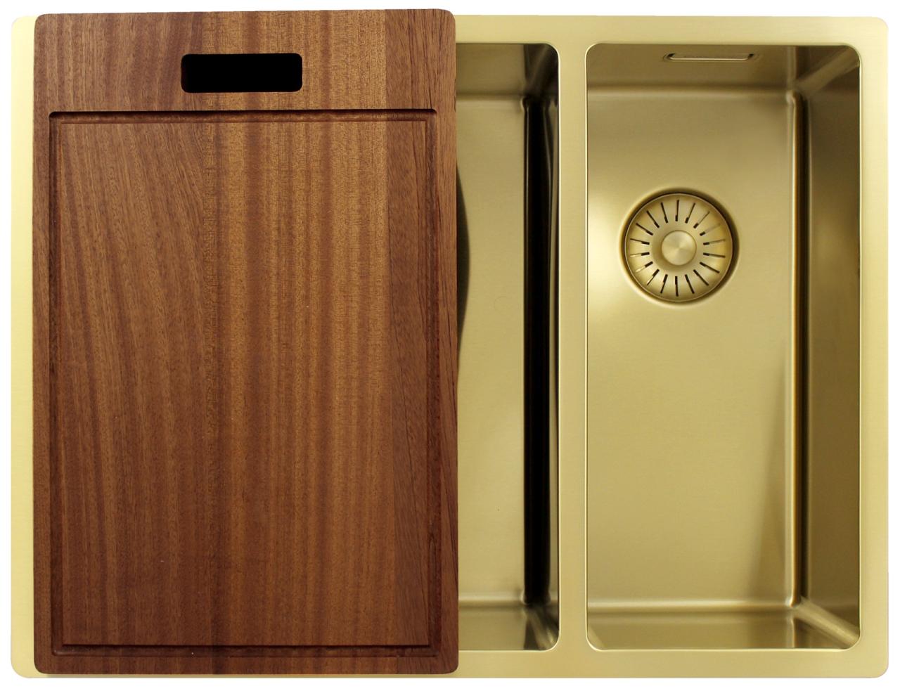 Pure.Sink Exclusivo Oro 1,5 lavabo doppio 34+18 cm raggio 10mm PEX341840-60 - Productafbeelding 6