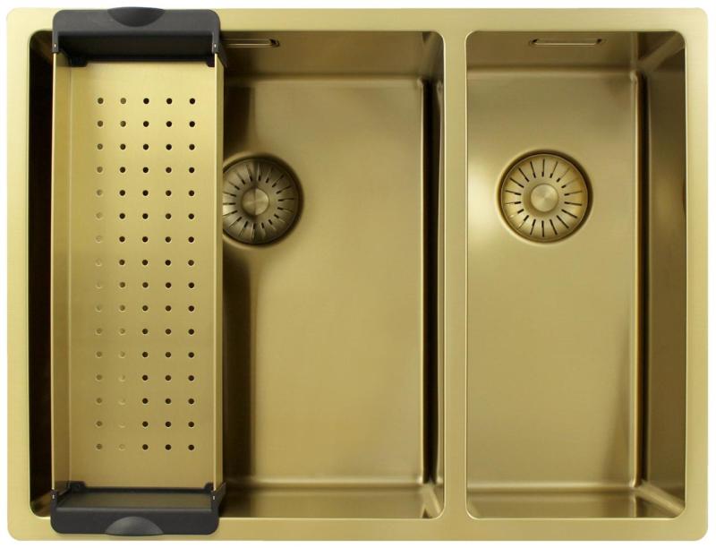 Pure.Sink Exclusivo Oro 1,5 lavabo doppio 34+18 cm raggio 10mm PEX341840-60