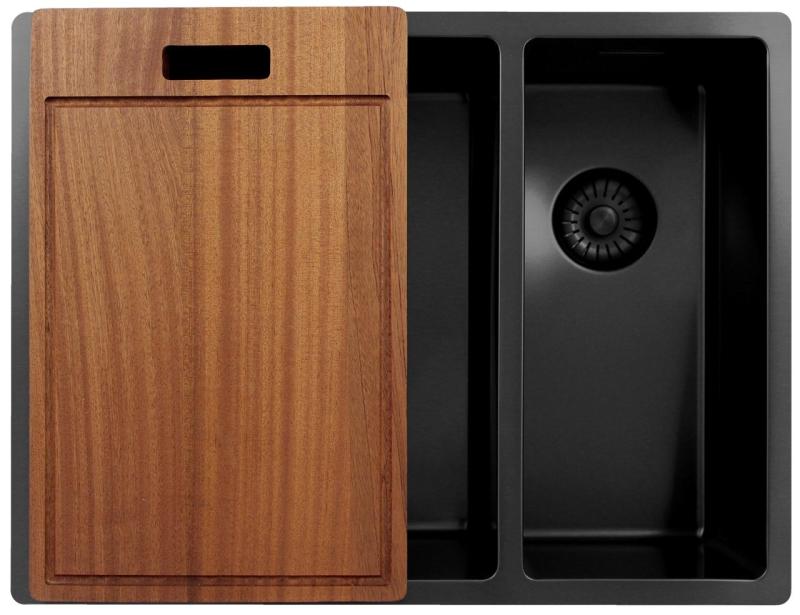 Pure.Sink Exclusivo Gun Metal 1,5 lavello con una vasca e mezza 34+18 cm raggio 10mm PEX341840-61