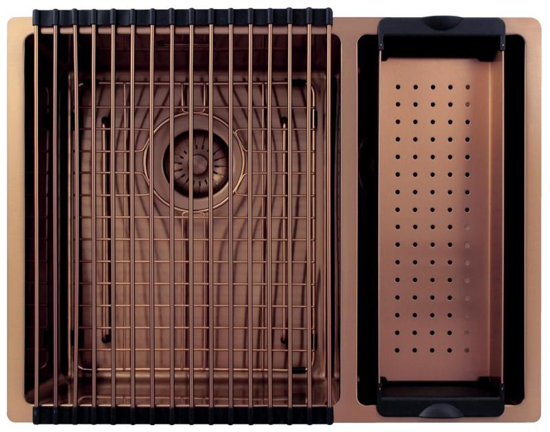 Pure.Sink Exclusivo Ottone 1,5 vasca e mezza 34+18 cm raggio 10mm PEX341840-62