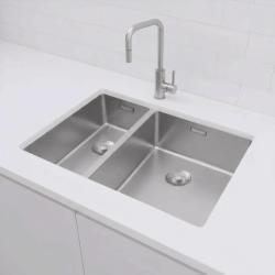 Pure.Sink Exclusivo RVS 1,5 lavabo doppio 18+34 cm raggio 10mm PEX183440-02