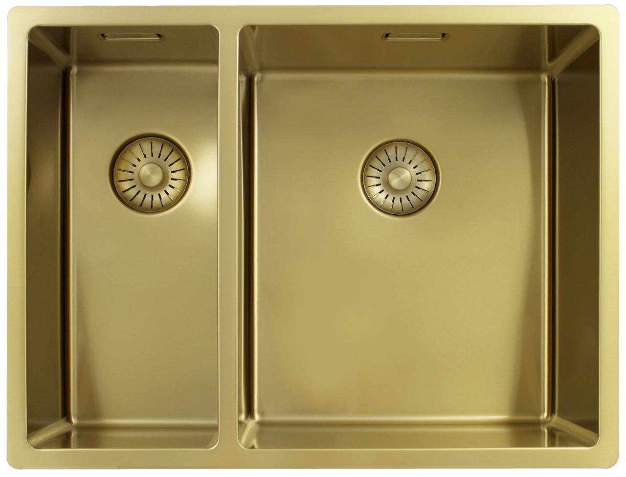 Pure.Sink Exclusivo Oro 1,5 lavabo doppio 18+34 cm raggio 10mm PEX183440-60 - Productafbeelding