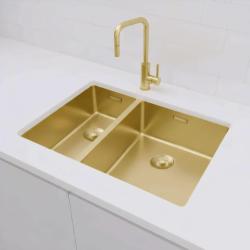 Pure.Sink Exclusivo Oro 1,5 lavabo doppio 18+34 cm raggio 10mm PEX183440-60
