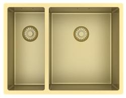 Pure.Sink Exclusivo Oro 1,5 lavabo doppio 18+34 cm raggio 10mm PEX183440-60