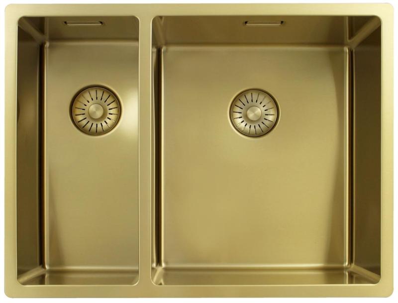 Pure.Sink Exclusivo Oro 1,5 lavabo doppio 18+34 cm raggio 10mm PEX183440-60