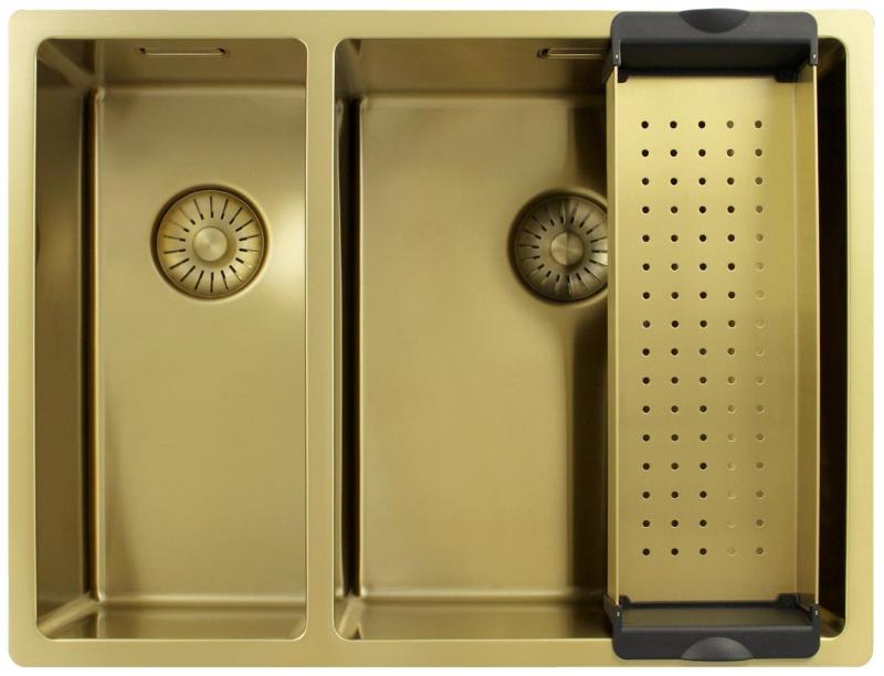 Pure.Sink Exclusivo Oro 1,5 lavabo doppio 18+34 cm raggio 10mm PEX183440-60