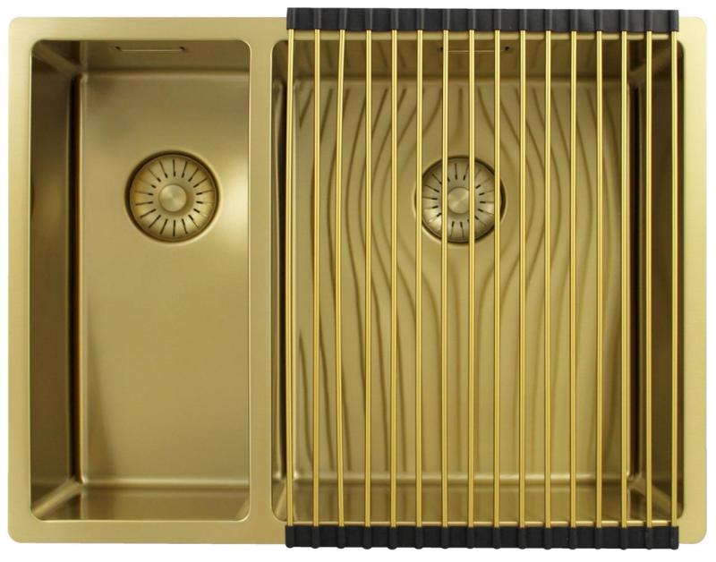 Pure.Sink Exclusivo Oro 1,5 lavabo doppio 18+34 cm raggio 10mm PEX183440-60