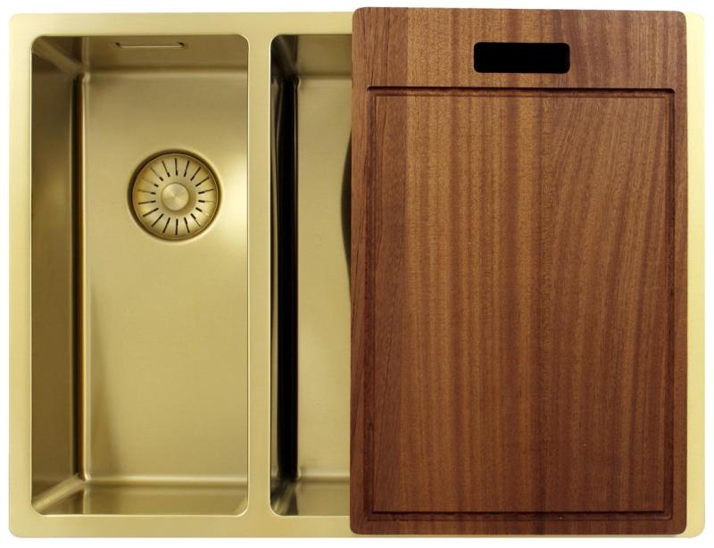 Pure.Sink Exclusivo Oro 1,5 lavabo doppio 18+34 cm raggio 10mm PEX183440-60