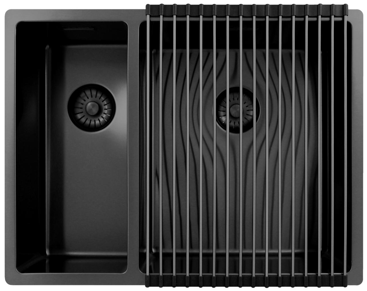 Pure.Sink Exclusivo Gun Metal 1,5 lavabo doppio 18+34 cm raggio 10mm PEX183440-61 - Productafbeelding 3