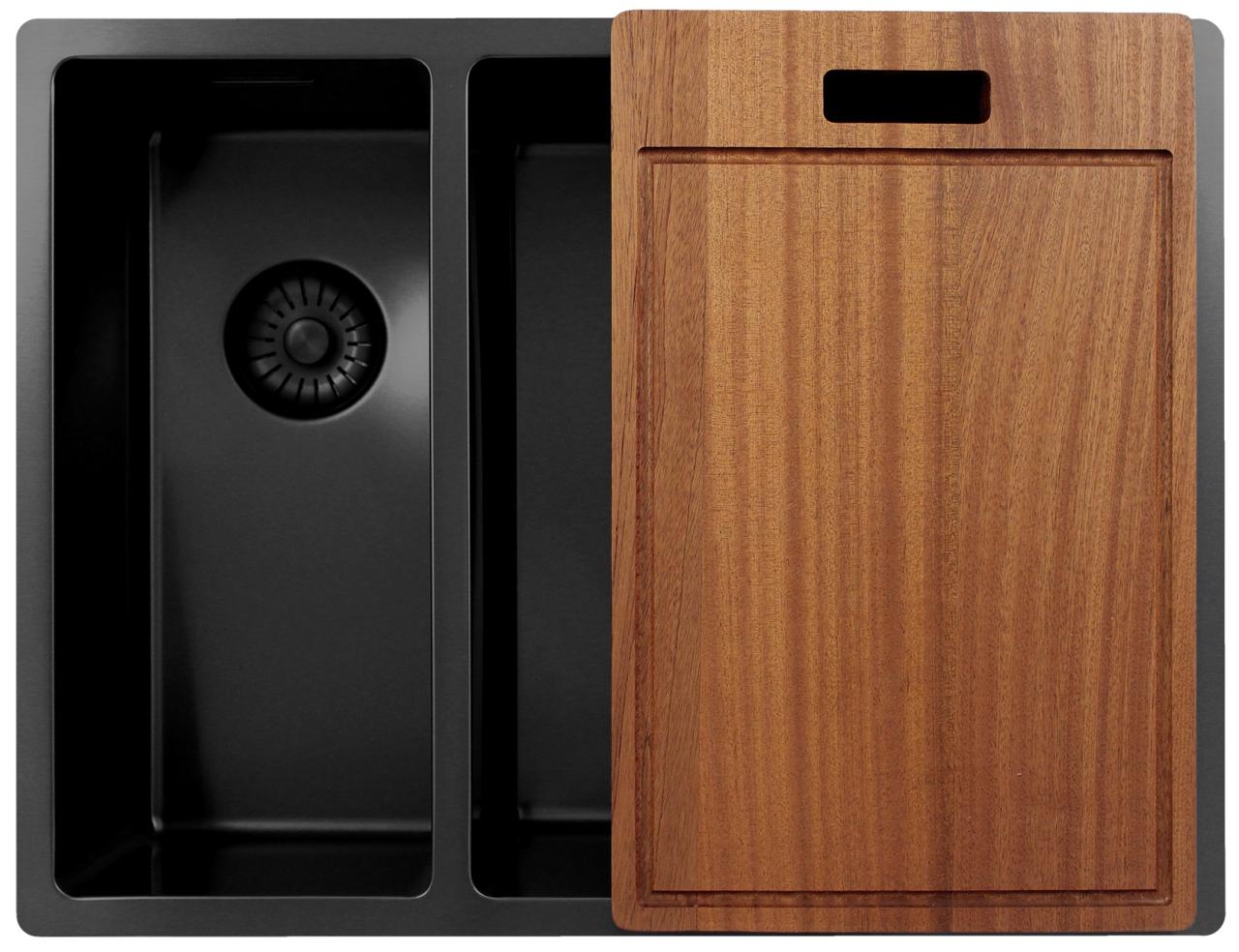 Pure.Sink Exclusivo Gun Metal 1,5 lavabo doppio 18+34 cm raggio 10mm PEX183440-61 - Productafbeelding 4