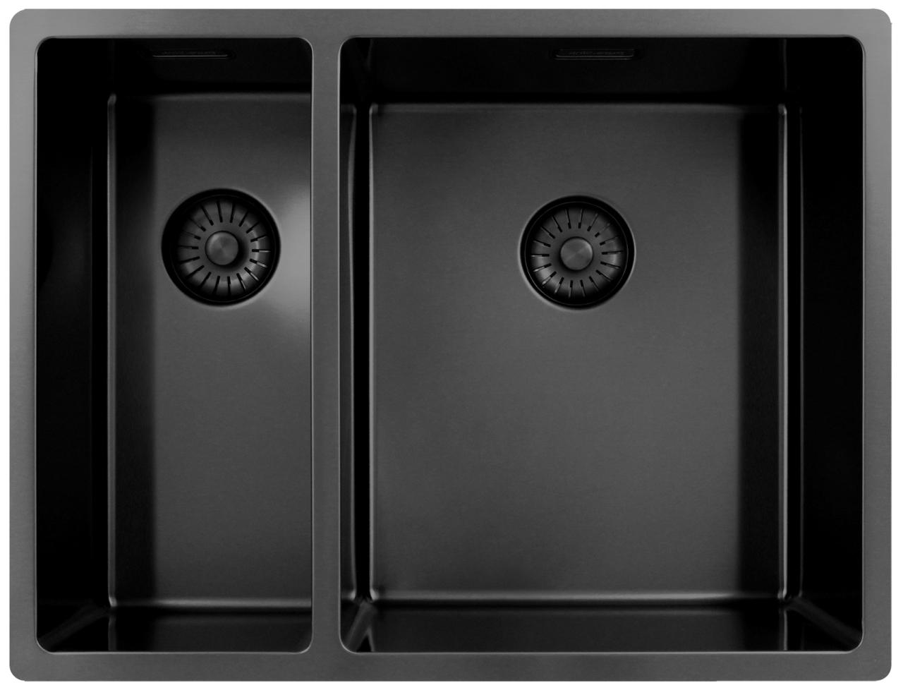 Pure.Sink Exclusivo Gun Metal 1,5 lavabo doppio 18+34 cm raggio 10mm PEX183440-61 - Productafbeelding