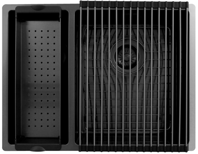 Pure.Sink Exclusivo Gun Metal 1,5 lavabo doppio 18+34 cm raggio 10mm PEX183440-61