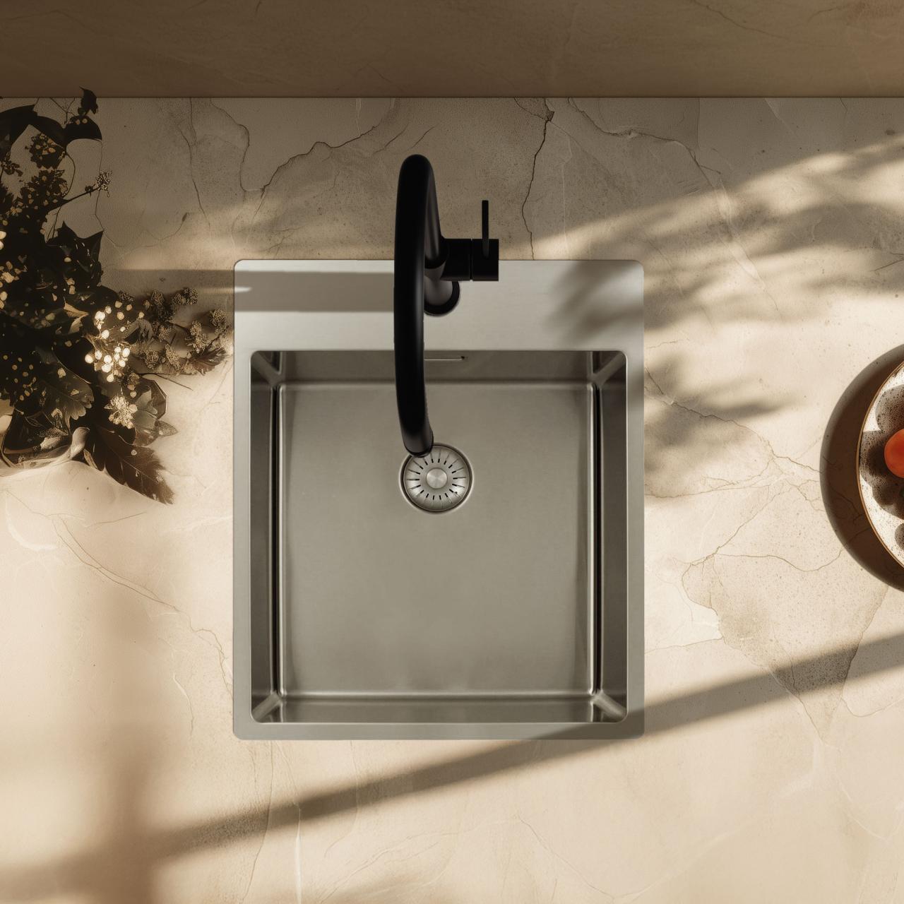 Pure.Sink Exclusivo Lavello RVS 44x52 cm Tapwing con foro per rubinetto raggio 10mm PEX4040T-02 - Productafbeelding 2