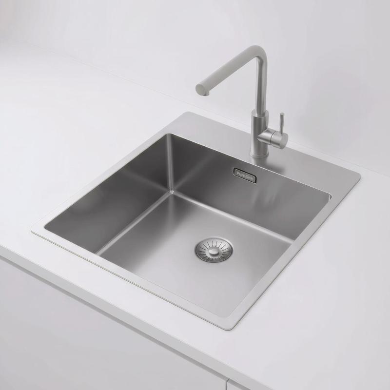 Pure.Sink Exclusivo Lavello RVS 44x52 cm Tapwing con foro per rubinetto raggio 10mm PEX4040T-02