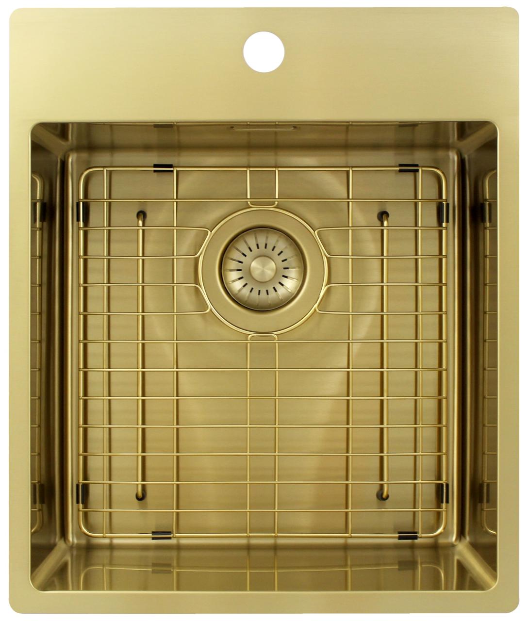 Pure.Sink Exclusivo Lavandino d'oro 44x52 cm Tapwing con foro per rubinetto raggio 10mm PEX4040T-60 - Productafbeelding 6