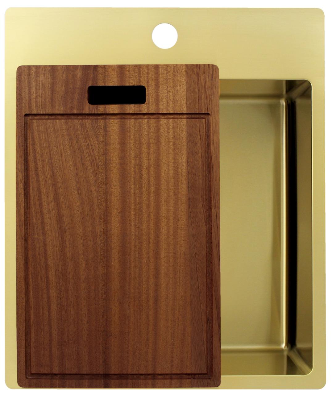 Pure.Sink Exclusivo Lavandino d'oro 44x52 cm Tapwing con foro per rubinetto raggio 10mm PEX4040T-60 - Productafbeelding 5