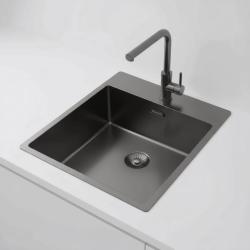 Pure.Sink Exclusivo Gun Metal lavello 44x52 cm Tapwing con foro per rubinetto raggio 10mm PEX4040T-61