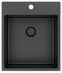 Pure.Sink Exclusivo Gun Metal lavello 44x52 cm Tapwing con foro per rubinetto raggio 10mm PEX4040T-61