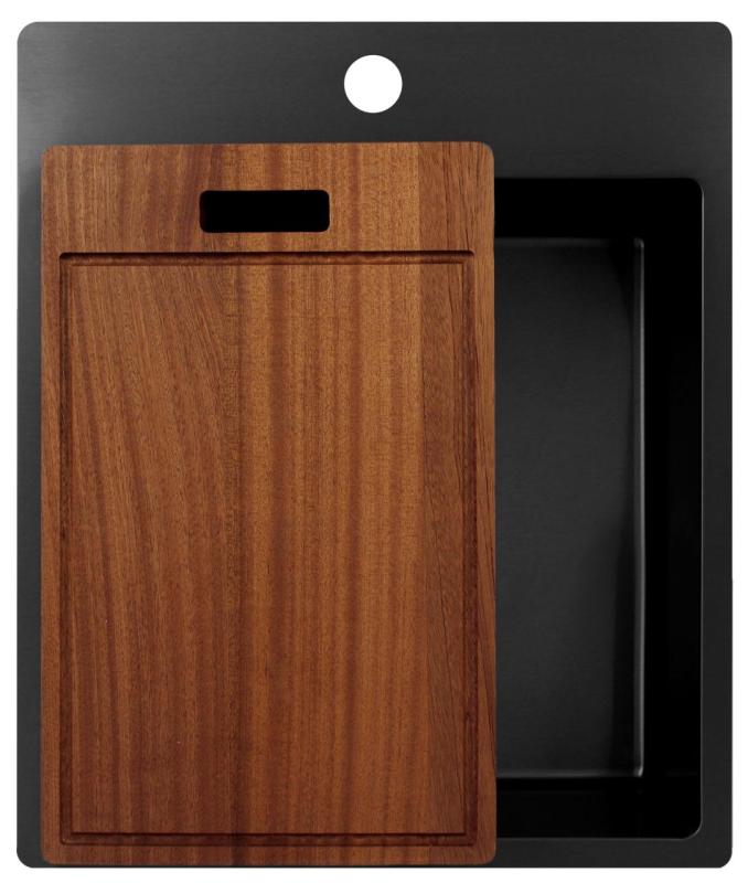 Pure.Sink Exclusivo Gun Metal lavello 44x52 cm Tapwing con foro per rubinetto raggio 10mm PEX4040T-61