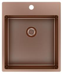 Pure.Sink Exclusivo Lavello in rame 44x52 cm Tapwing con banca foro rubinetto raggio 10mm PEX4040T-62