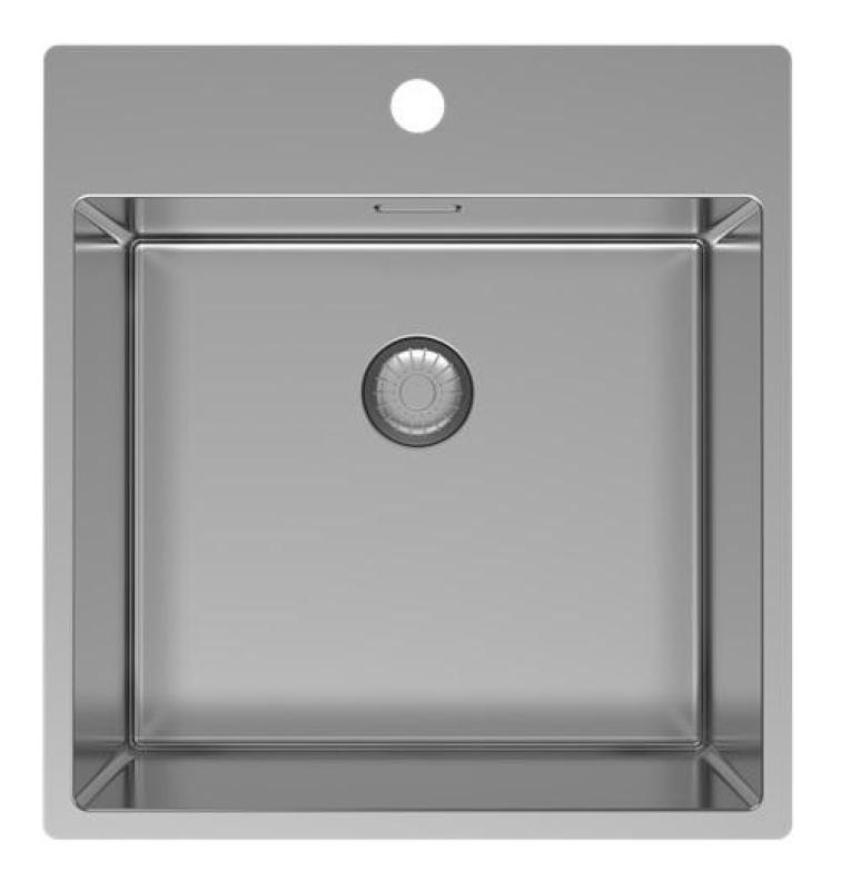Pure.Sink Exclusivo Lavello in RVS 49x52 cm Tapwing con foro per rubinetto raggio 10mm PEX4540T-02
