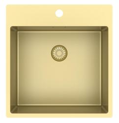 Pure.Sink Exclusivo Lavello dorato 49x52 cm Tapwing con foro rubinetto raggio 10mm PEX4540T-60