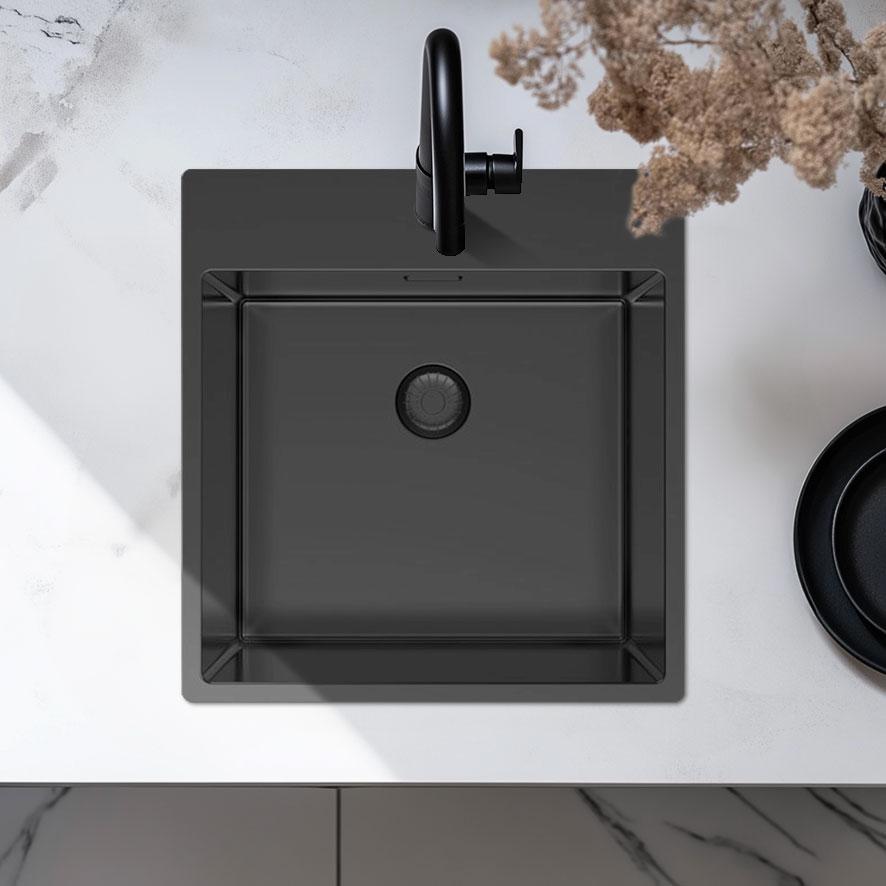 Pure.Sink Exclusivo Gun Metal lavandino 49x52 cm Tapwing con foro per rubinetto raggio 10mm PEX4540T-61 - Productafbeelding 9