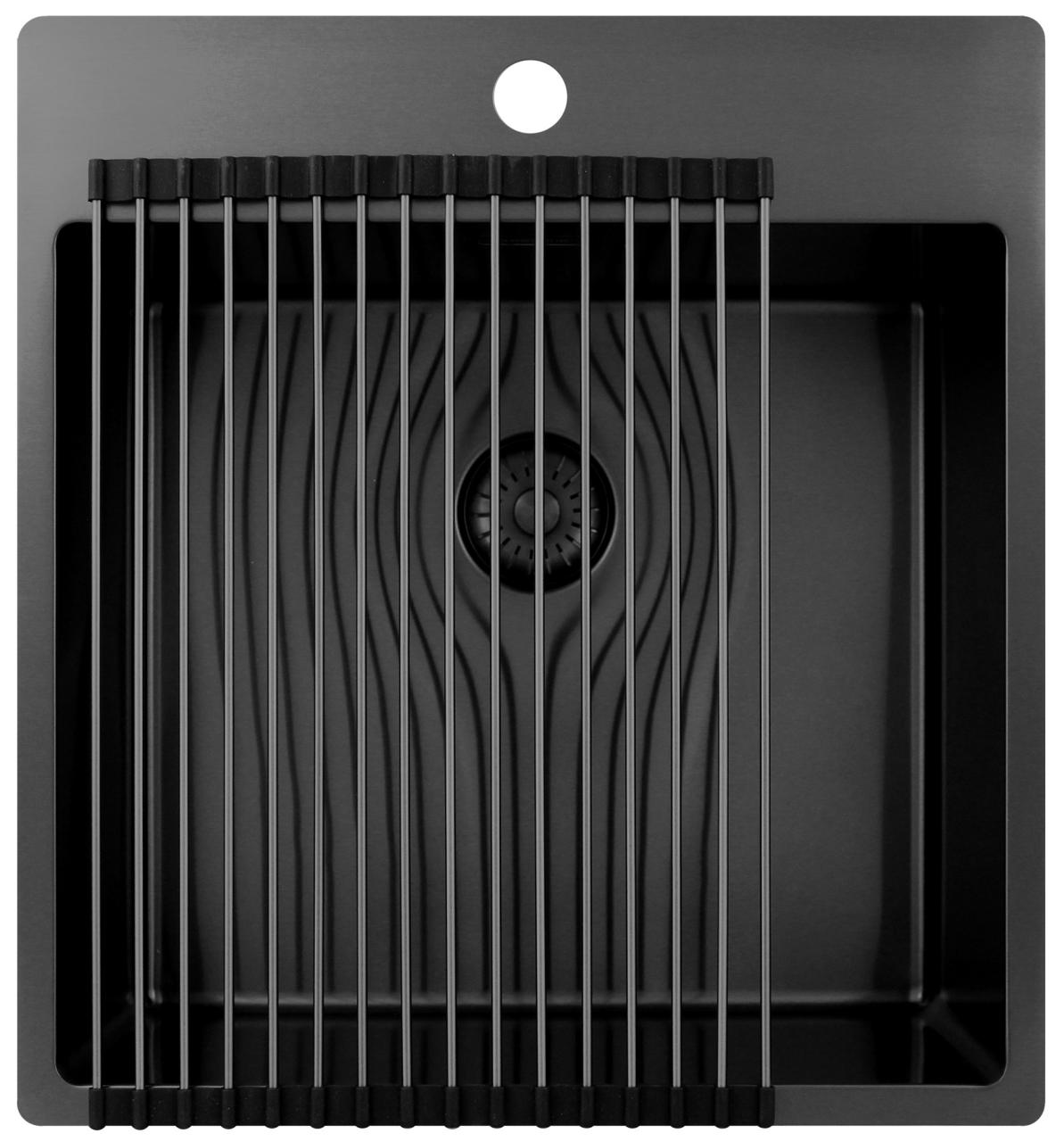 Pure.Sink Exclusivo Gun Metal lavandino 49x52 cm Tapwing con foro per rubinetto raggio 10mm PEX4540T-61 - Productafbeelding 4